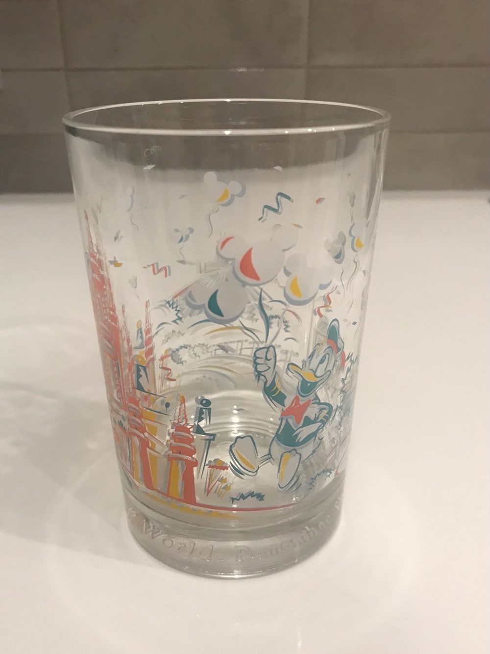 VTG Walt Disney World 25th Anniversary McDonalds Glass Magic Kingdom Donald Duck